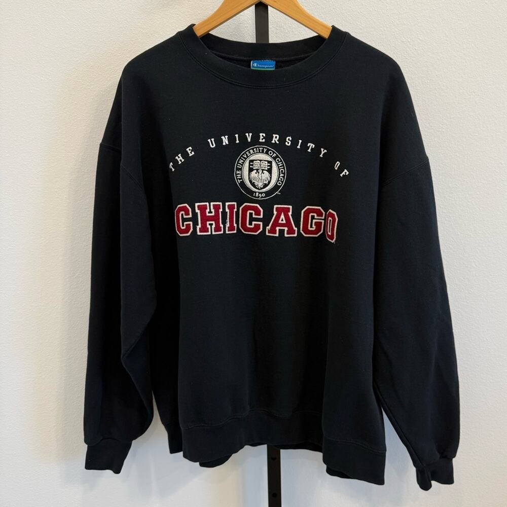 Vintage Champion Black University of Chicago Crewneck Sweatshirt XXL Collegiate